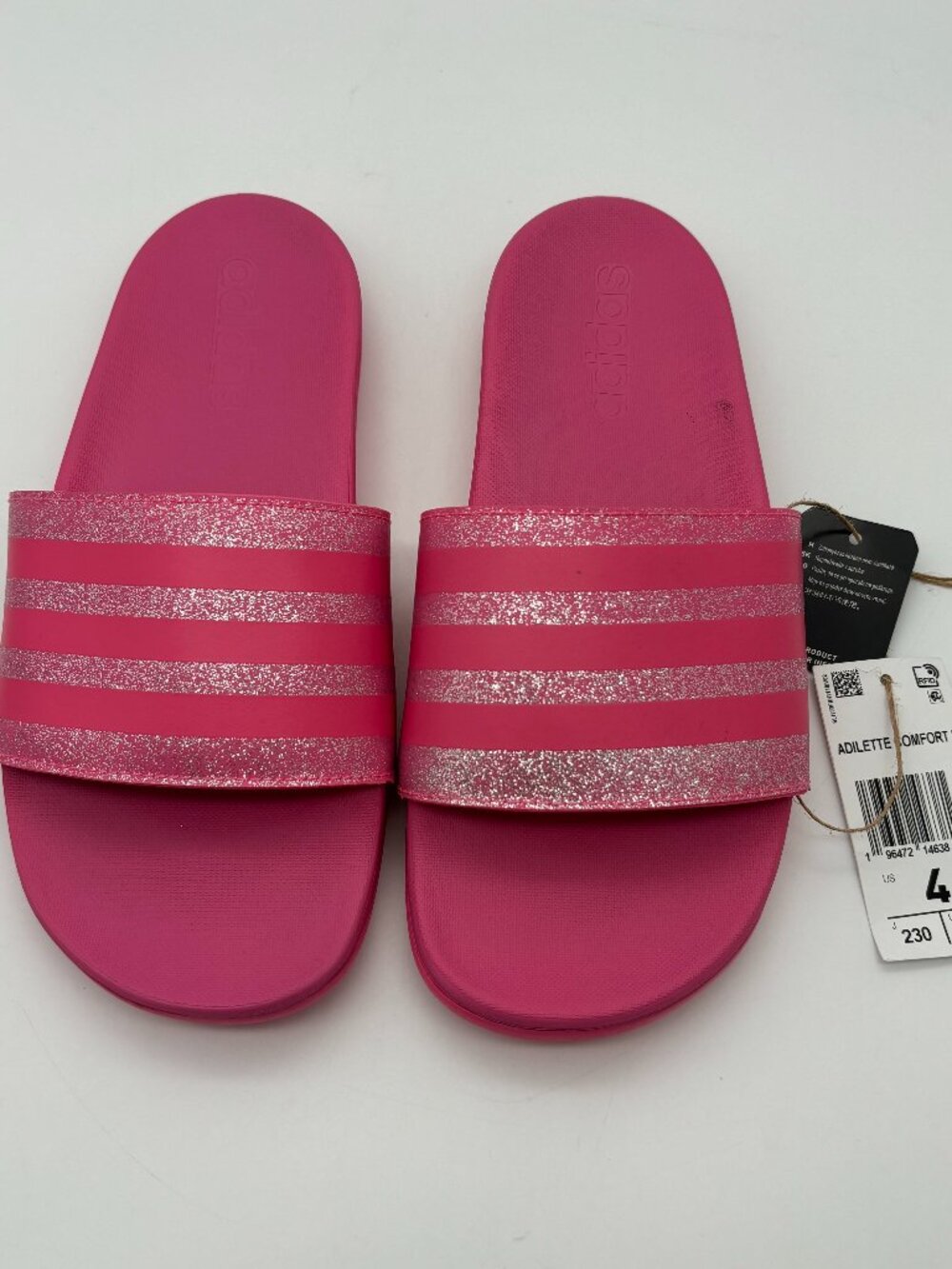 Adidas Kids Girls Pink Adilette Comfort K Slides Shoes, Size 4